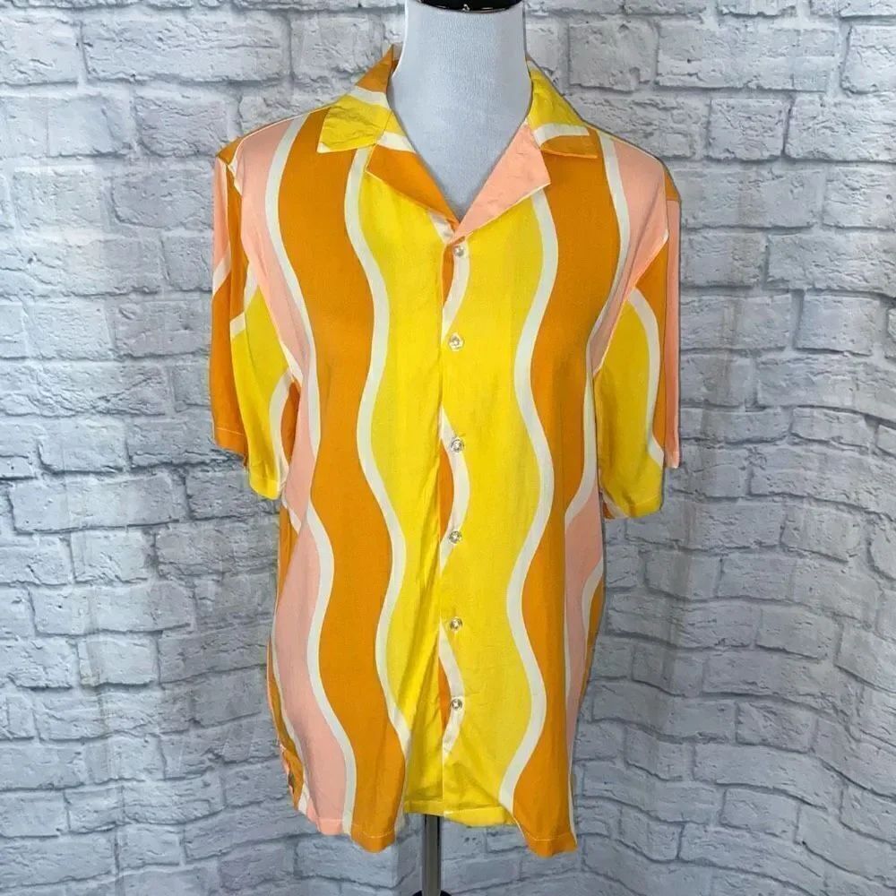 No boundaries brand new button down multicolor short sleeve blouse